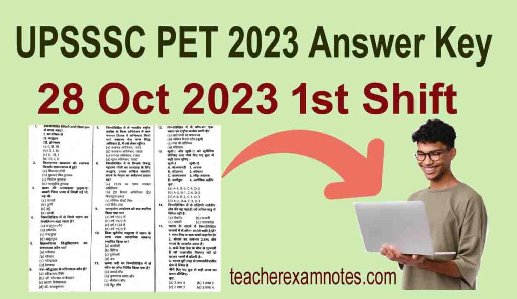 UPSSSC PET Exam 28 Oct 2023 (1st Shift)
(Answer Key)